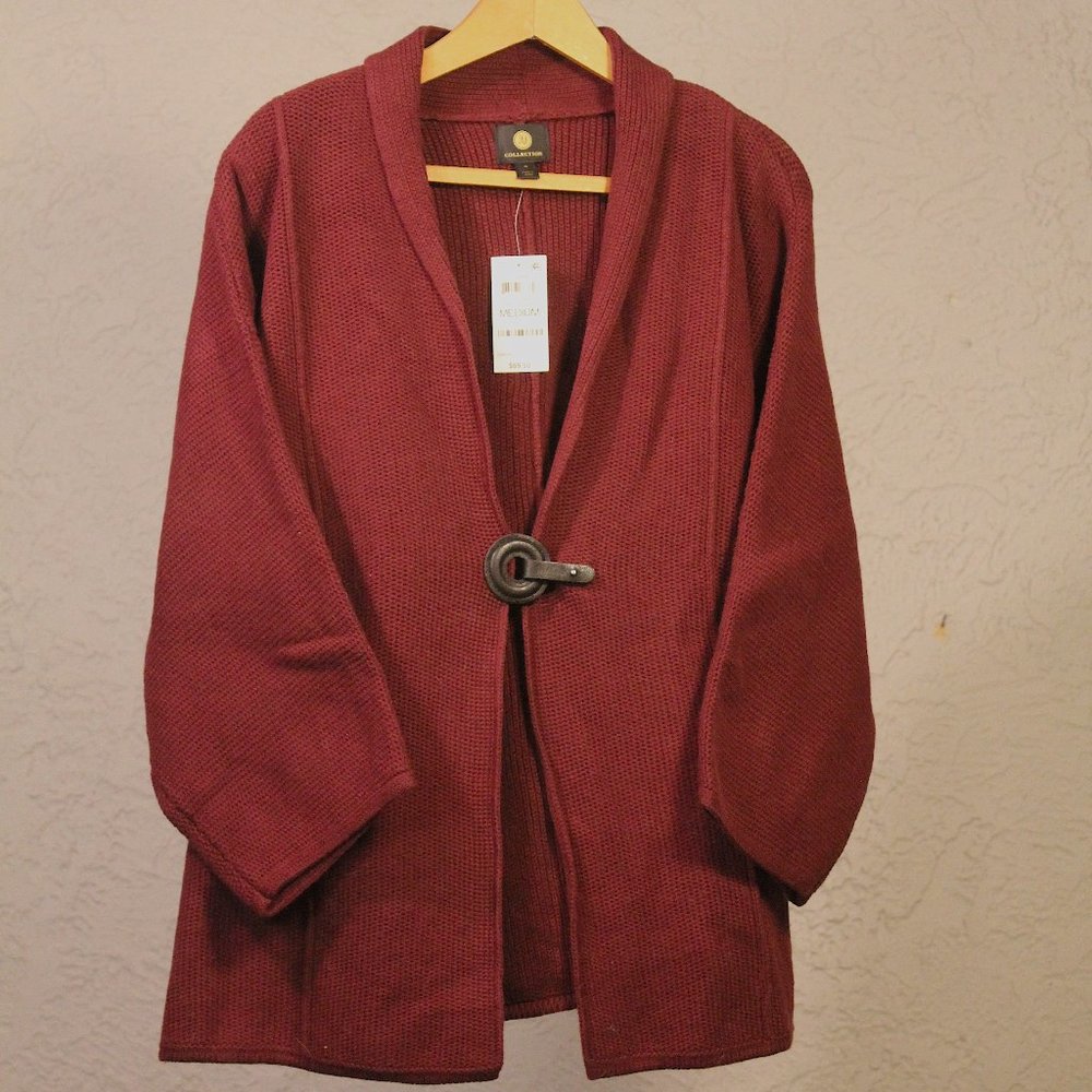Maroon Cardigan with Toggle Closure